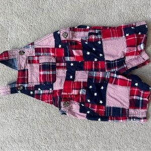 Gymboree Red and Blue Star Plaid Overalls